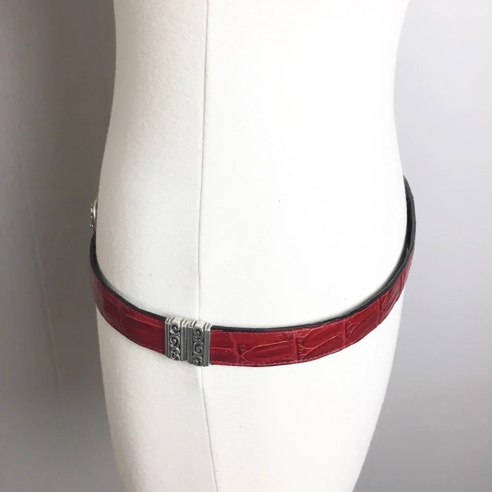 Vintage Brighton Red & Black Silver Reversible Belt New Size 32 M/L